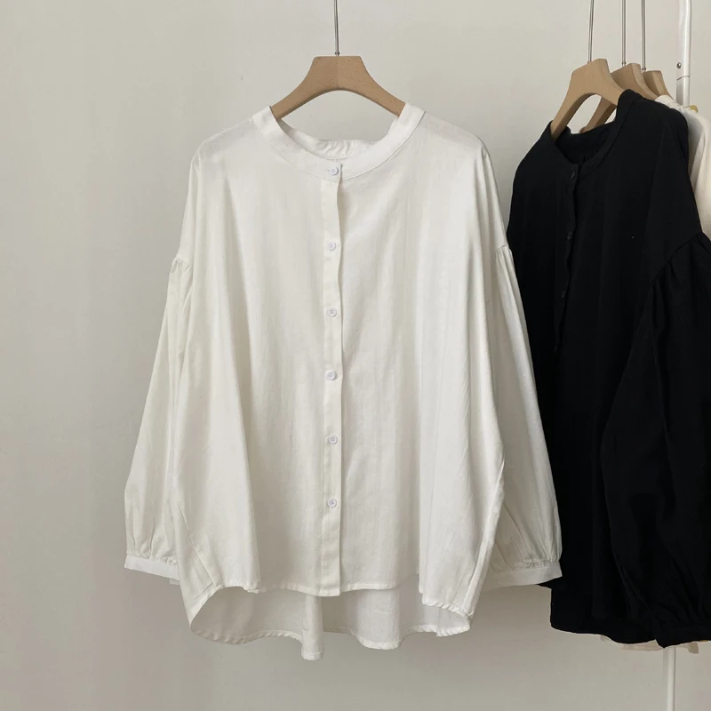 Удобные хлопковые рубашки с рукавами-фонариками и длинными рукавами женские