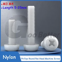 m3 m4 white phillips round head nylon plastic screws pa66 pan head machine screw length 5 25mm