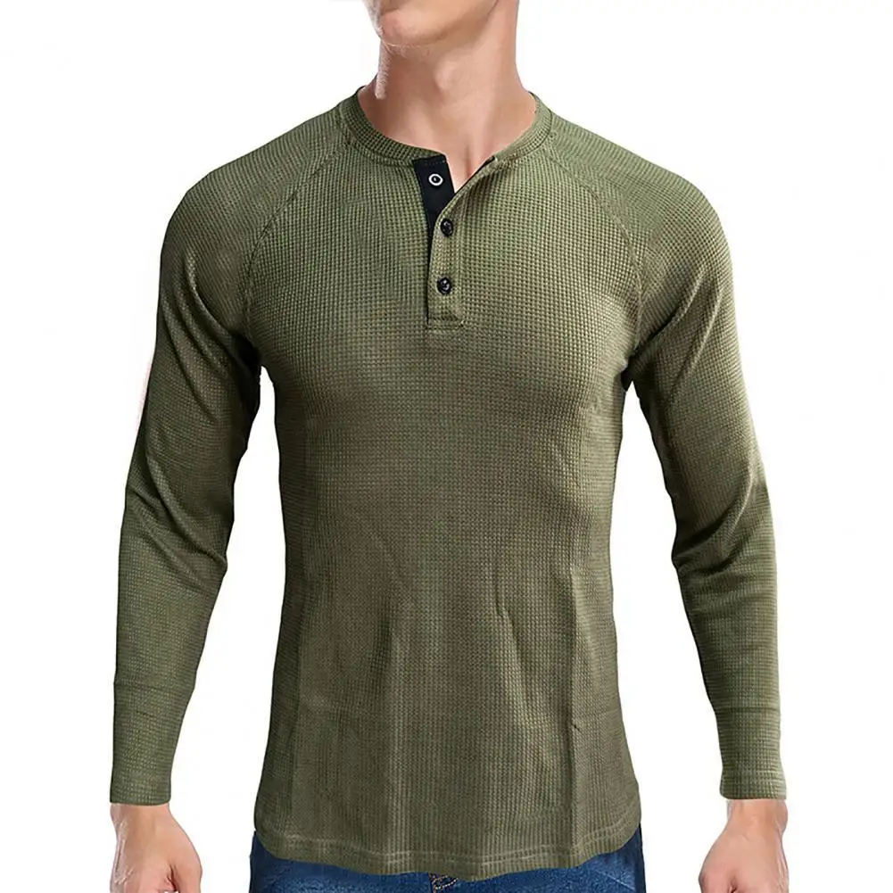 

Comfortable Men Top Easy Wear Cotton Blend Slim Solid Color Men Pullover T-shirt for Daily