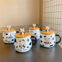 cute panda mug with lid spoon household breakfast mug childrens milk mug cute ceramic water mug student coffee mug