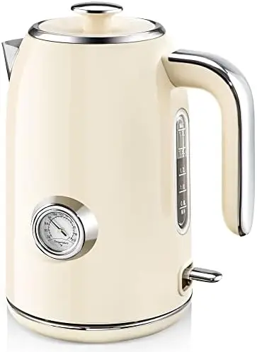 

Kettle, 1.7L Stainless Steel Tea Kettle with Temperature Gauge, 1500W Water Boiler with LED Light, BPA-Free, Auto Shut-Off and B