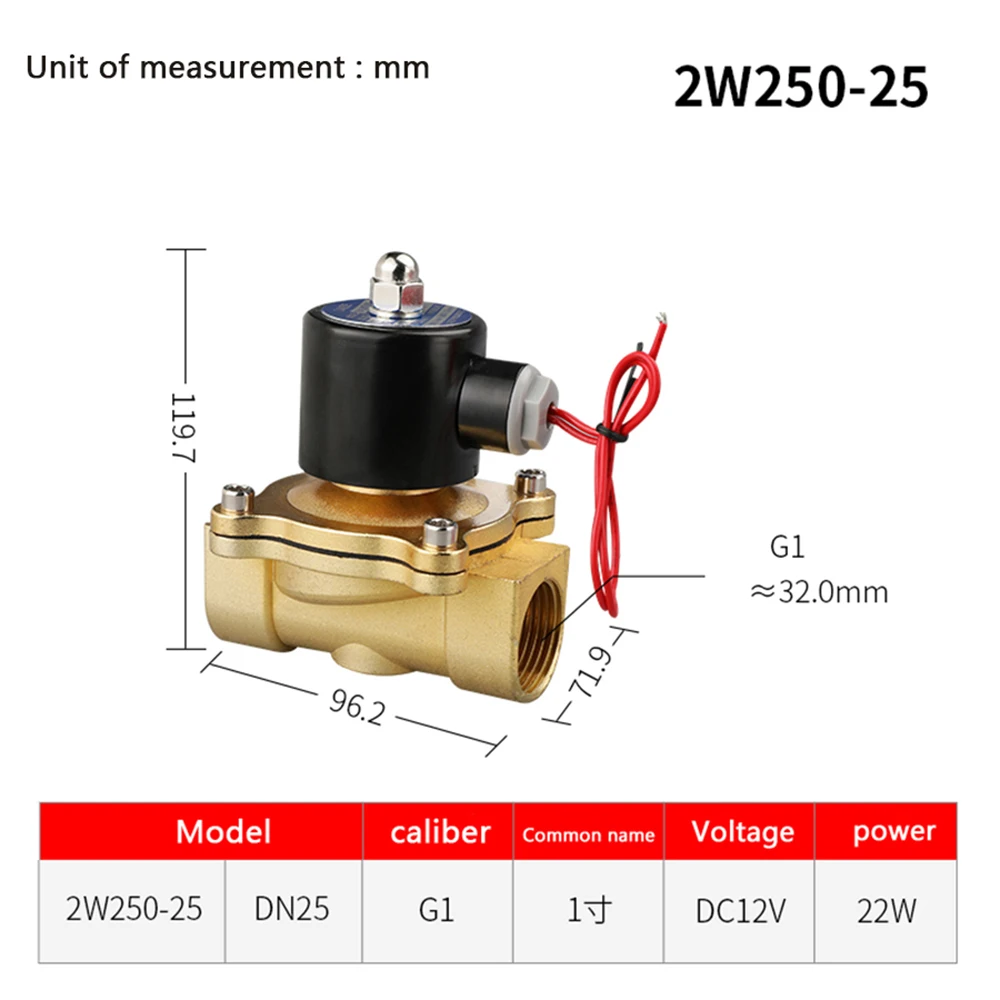 DN25 G1 "Соленоидный клапан 12 В 24 в 220 медный Корпус медная катушка для масла