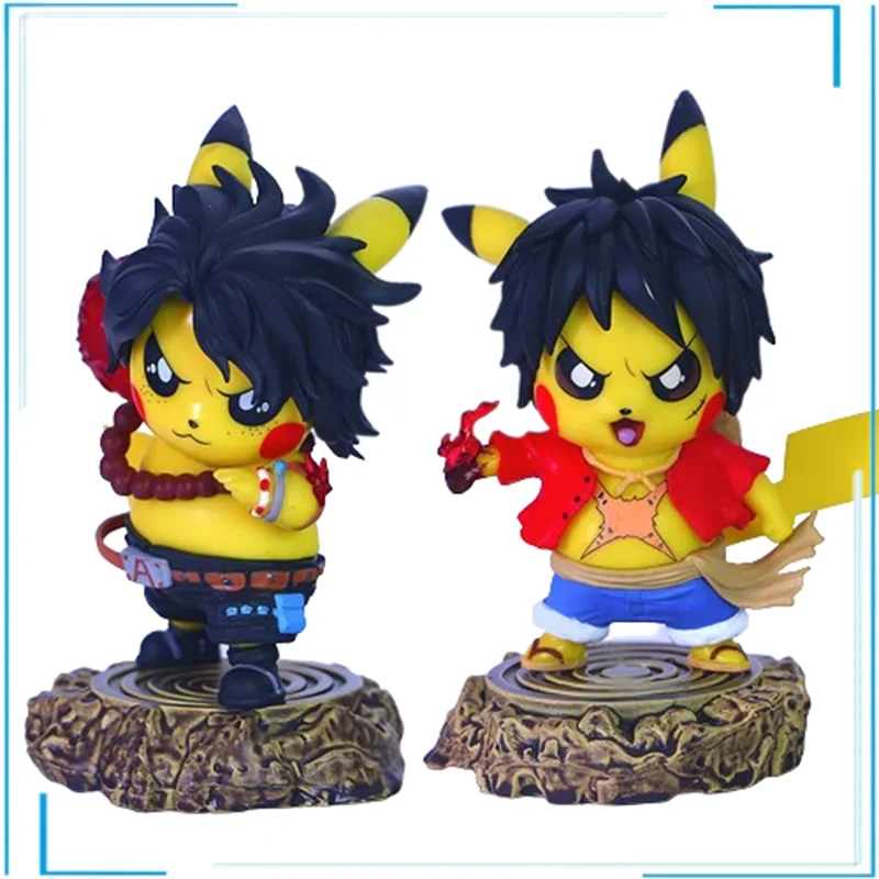

Animation Pokemon Anime Figures Pikachu Monkey D Luffy Portgas D Ace Japanese Anime Different Style Models Doll Ornaments
