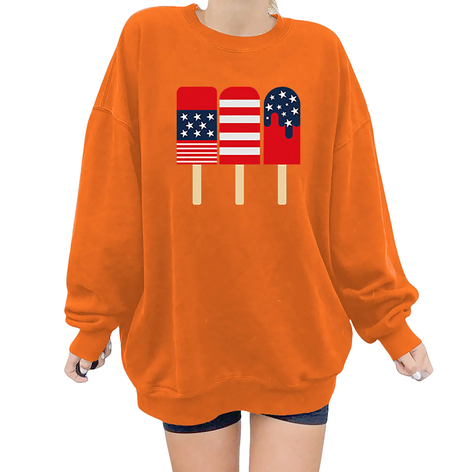 

Sweatshirt For Women Hoodies American Flag Print O Neck Long Sleeve Oversize Hoodies Sweatshirt Women Oversize Sweatshirt