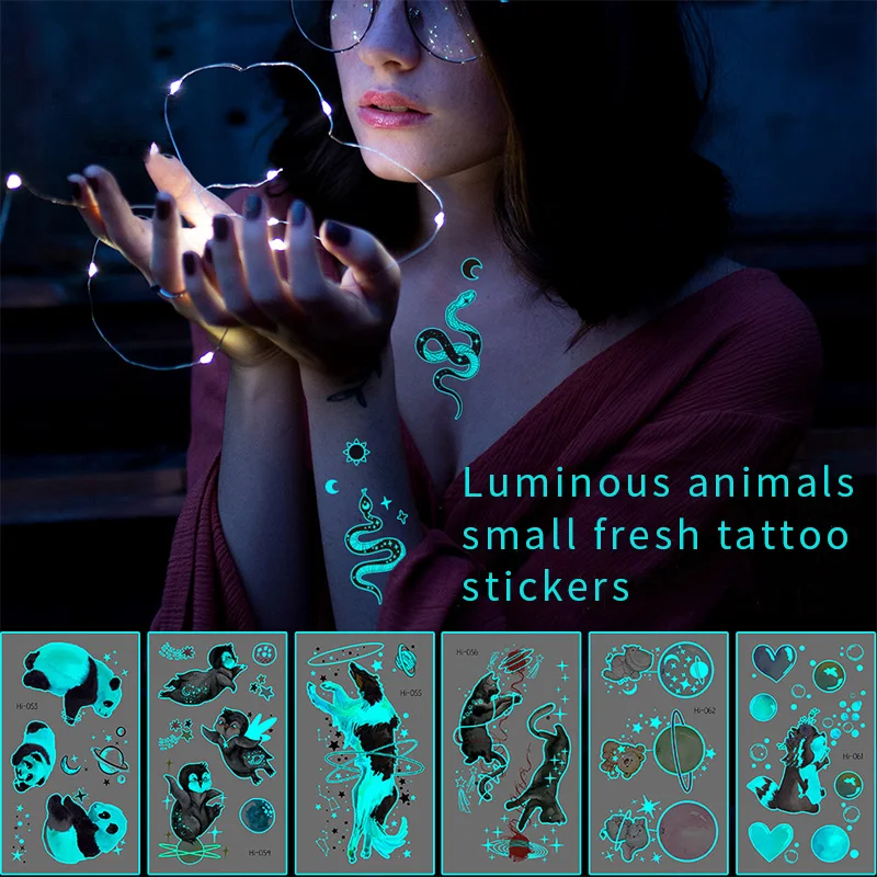 1 шт. синяя светящаяся тату-наклейка водостойкая маленькая накладка на палец