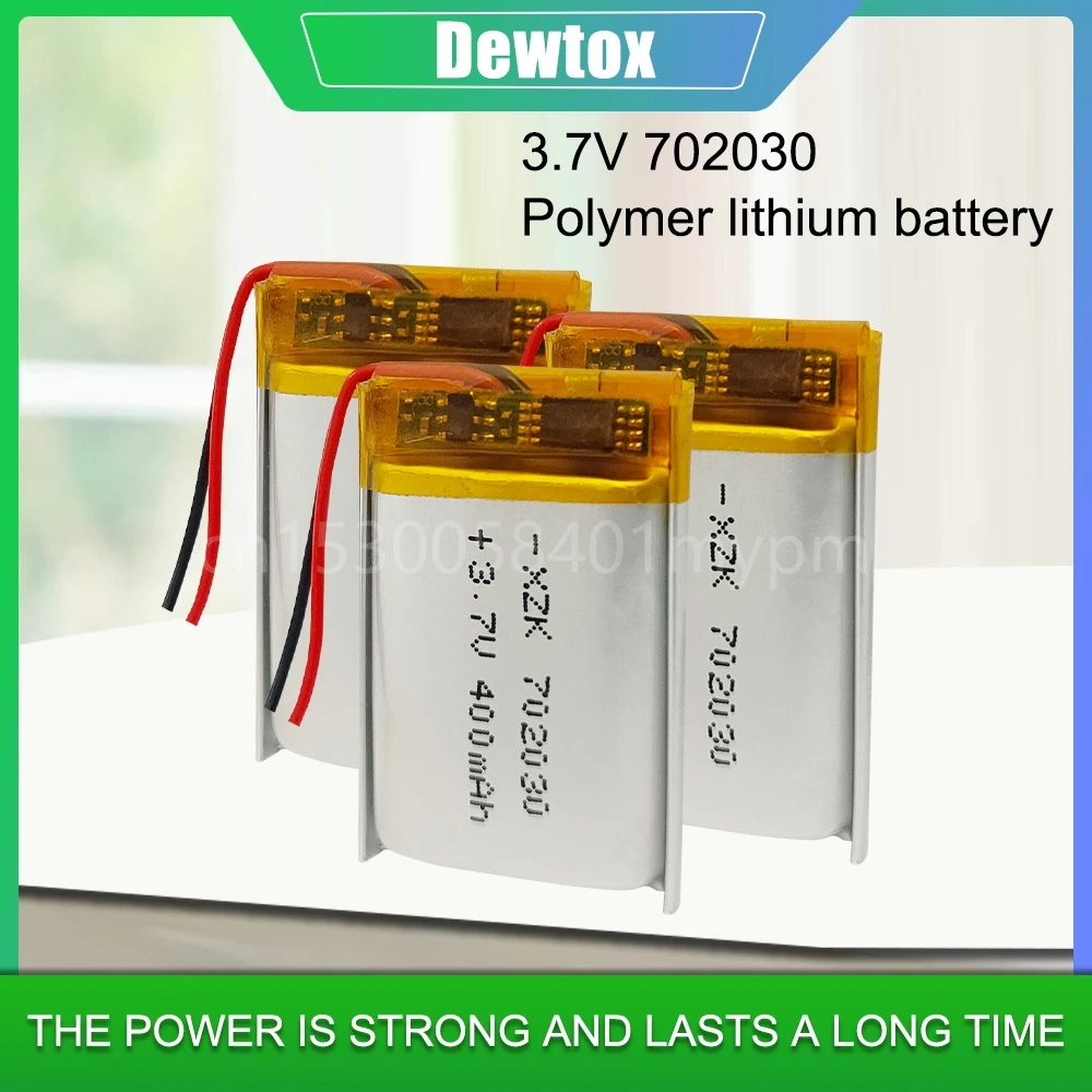 702030 3.7V 400mAh Lithium Polymer Rechargeable Battery for MP3 MP4 GPS Bluetooth Headset Speaker Walkie-talkie 691929 072030 - купить по