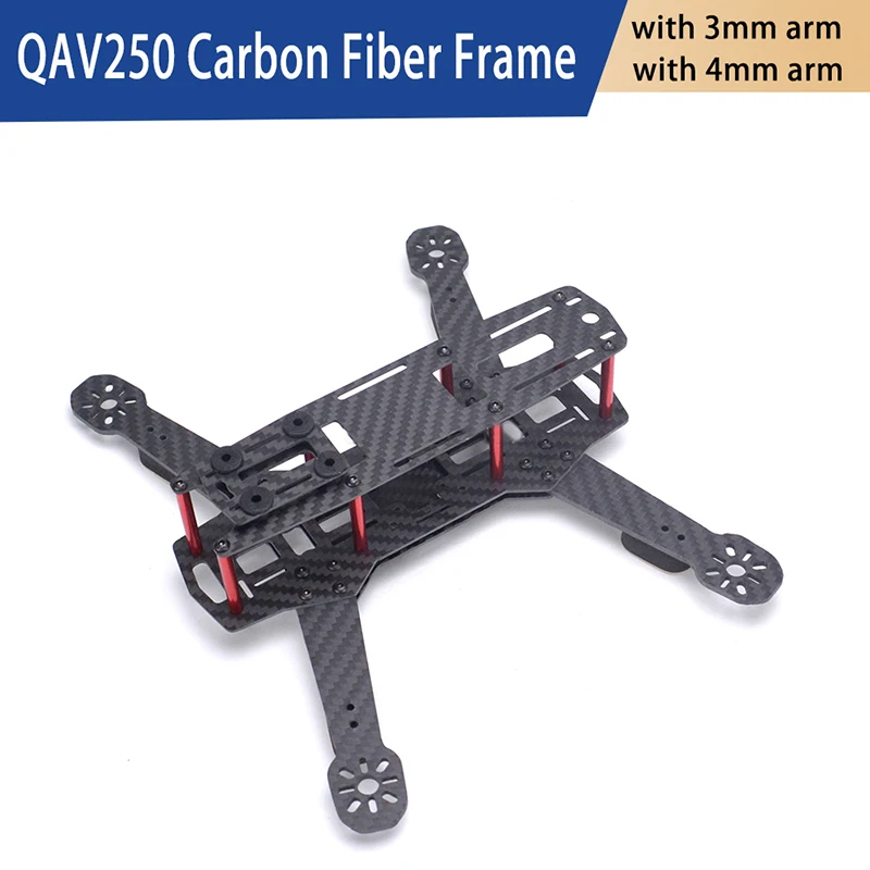 

250mm with 3mm or 4mm Arm 3K Carbon Fiber Quadcopter Frame Kit For ZMR250 QAV250 FPV Drone