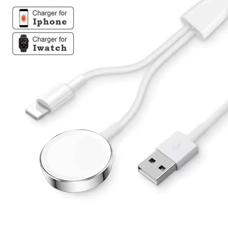 

Smart 2 in 1 Metal Charger Wireless QI Fast Charging Cable For Apple Watch Series 7/6/5/4/3/2/1/SE & All IPhone &All IPad Series