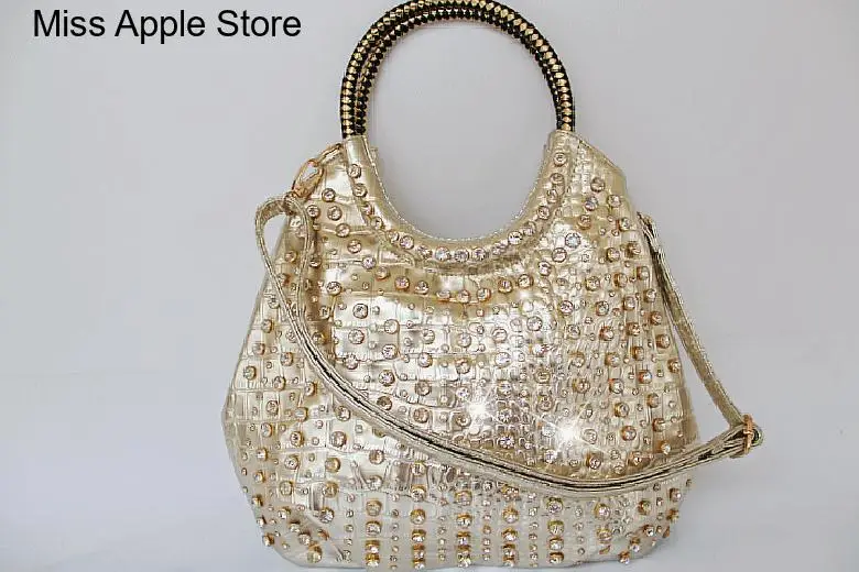 White Rhinestone Shoulder Bag Slung Large Capacity Messenger Bag Luxury Fashion Diamond Women Handbags Wild Patent Leather