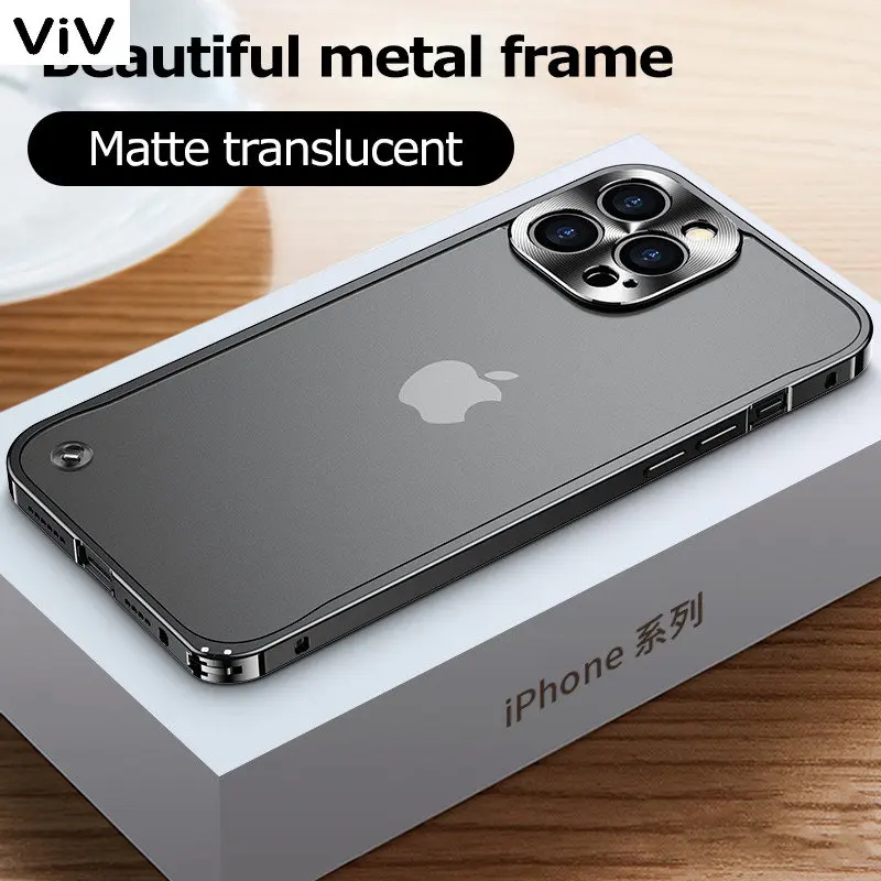 

Чехол с гальваническим металлическим каркасом для iPhone 11 12 13 14 Pro Max 12 13 Mini 14Plus, матовые прозрачные акриловые чехлы с задней пластиной