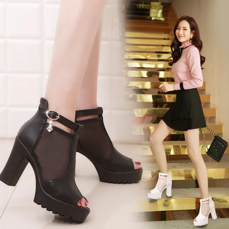 

New Women's Women's High Heels Pointed Toe Square Heel Chunky Heel Boots Women's Fashion Casual Shoes Women's Shoes：New Hair&307