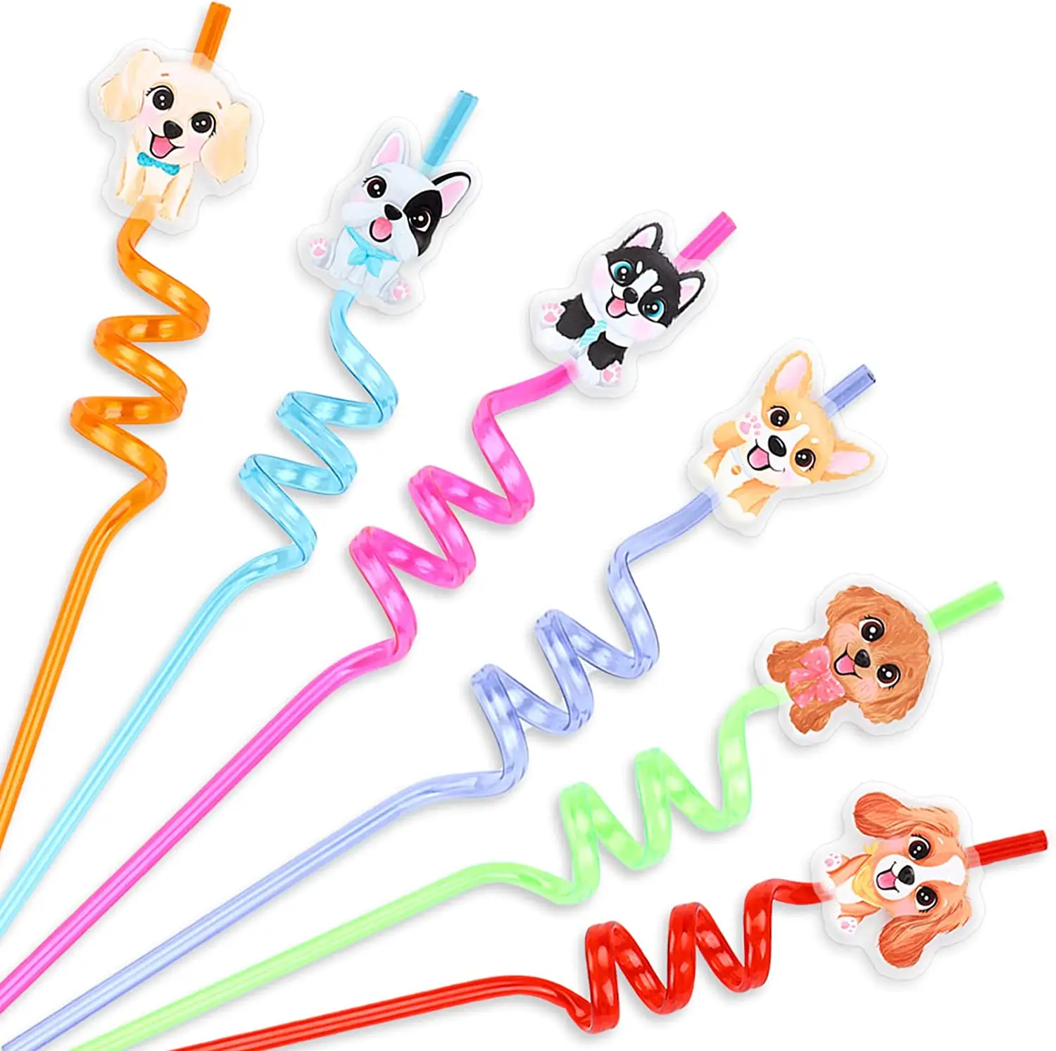 

18 Pack Puppy Dog Party Favors Reusable Drinking Straws for Dog Paw Pets Animal Theme Kids Birthday Party Supplies Decorations