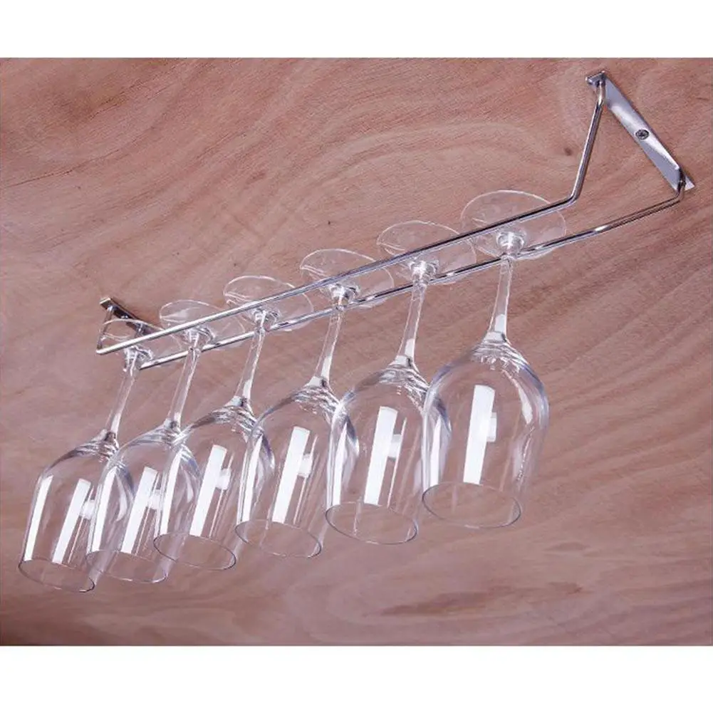 

1-5 Row Stainless Steel Wall Mount Stemware Wine Glass Hanging Rack Holder Shelf Wear Resistant Durable Wine Glass Storage Rack