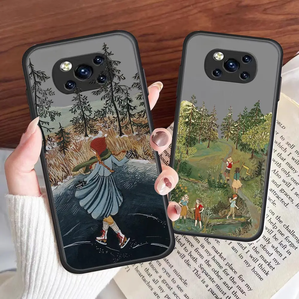 

Cartoon Scenery Girl Anime Comic Matte Case For Xiaomi Poco F4 GT Case For Xiaomi Mi Poco F4 X4 M4 X3 M3 F3 Note10 Max 2 Cover