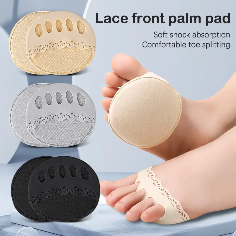 

1Pair Lace Hollow Leaky Toe Pad Soft Breathable Cushioning Wear-Resistant Invisible Half Toe Socks Soft Five Toes Forefoot Pads