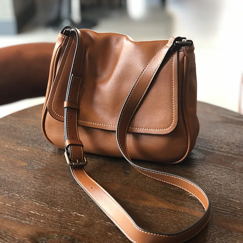 women vintage genuine leather black brown crossbody bag for female high quality soft casual simple daily shoulder bag