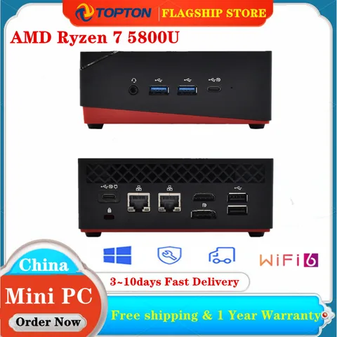 Игровой мини-ПК TOPTON AMD Ryzen 7 5800U Ryzen5 4500U NVMe SSD Dual LAN Windows 11, портативный Настольный мини-компьютер 3x4K HTPC WiFi6