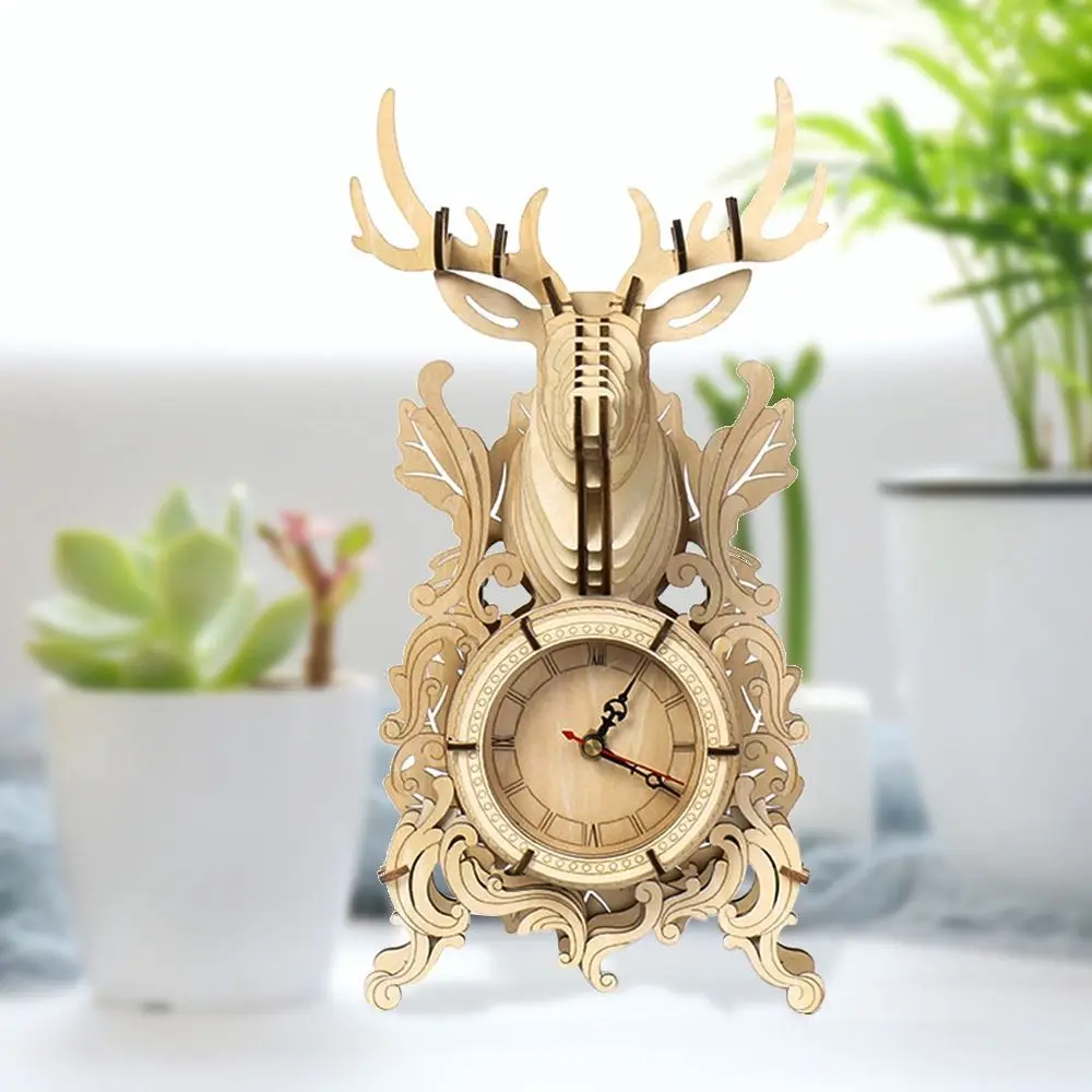 

DIY Adults/Teens Home Decoration Assembling Puzzle Toys Deer Clock Building Blocks Models Kits Constructor Jigsaw