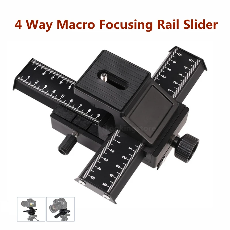 

4 Way Macro Focusing Focus Rail Slider for Canon Sony Nikon Fujifilm Close-Up Shooting Tripod Head 1/4 Screw for DSLR Camera