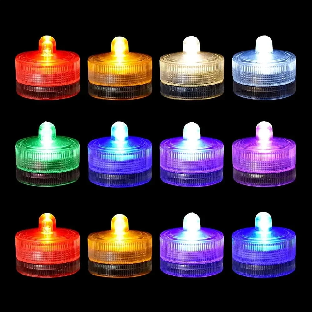 

IP68 Waterproof Mini Led Underwater Lamp 3CM Submersible Flameless Tea Candle Light Vase Decoration for Party,Wedding Battery