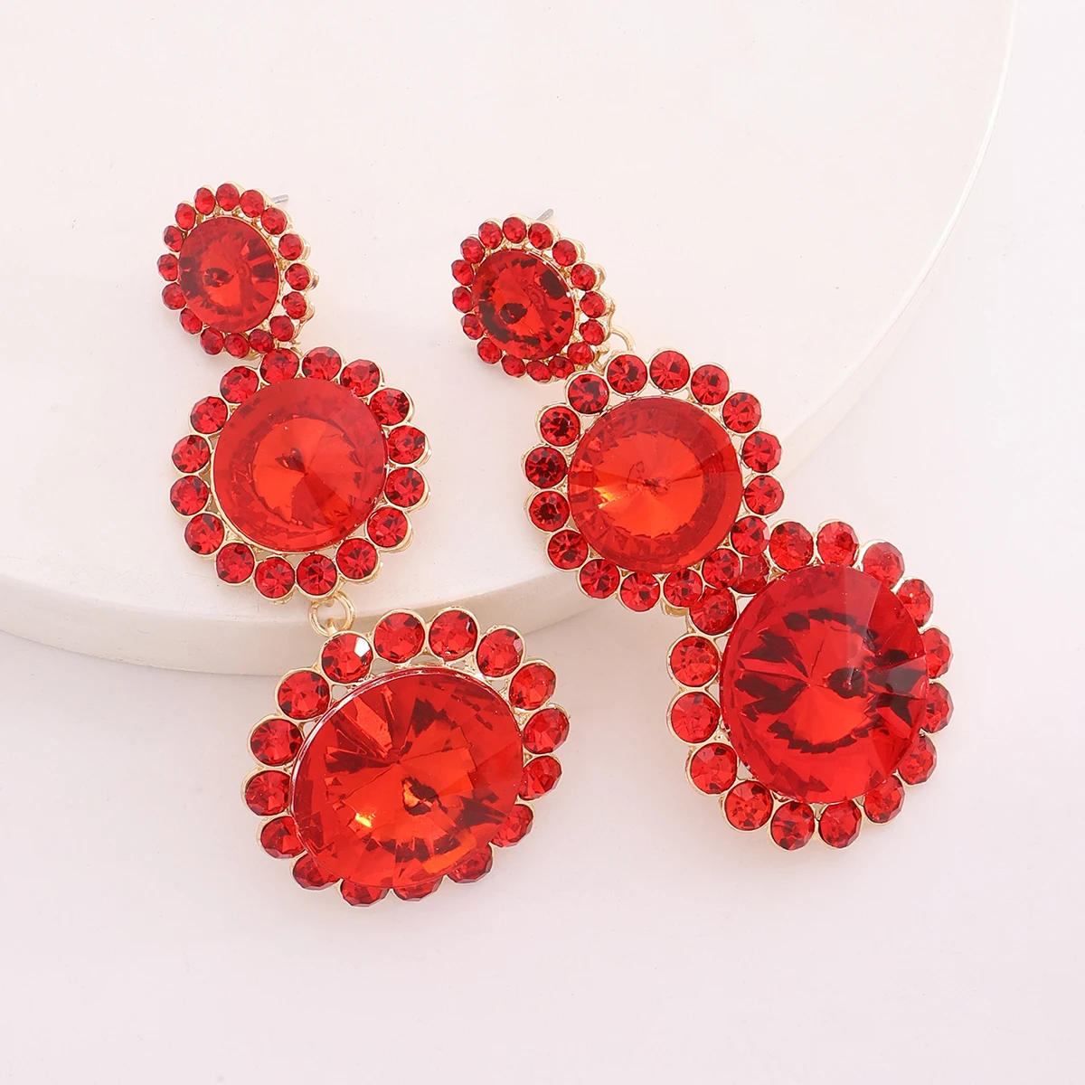 Крупные геометрические висячие серьги Dvacaman Многослойные Круглые разноцветные