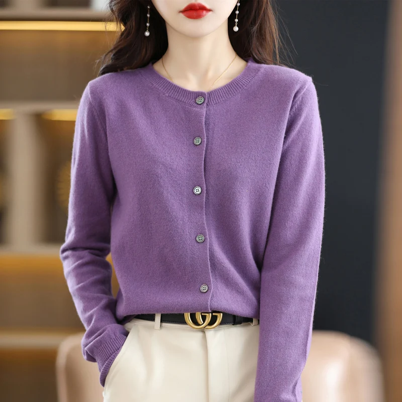 

Cardigan for Women 2023 Autumn Ladies Sweater Knitwear O-Neck Thin Coat Long Sleeve Wear Loose Versatile Korean Jacket Cardigans