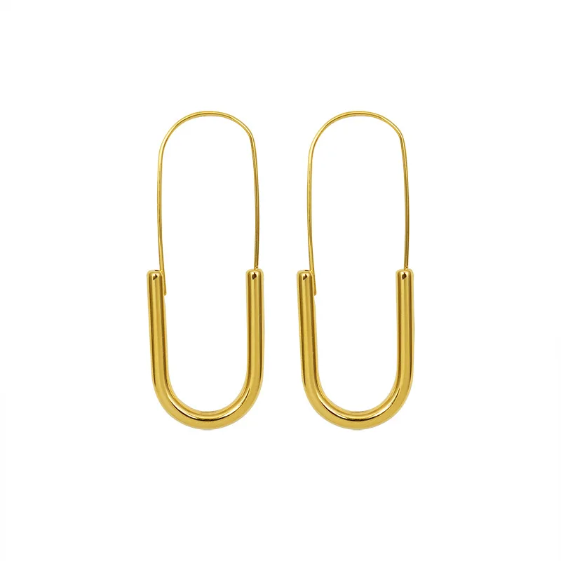 

Fashion Women Gold Silver Color Long Thin Hoop Earrings Finish Earrings for Female Wedding Party Jewelry Statement Earring