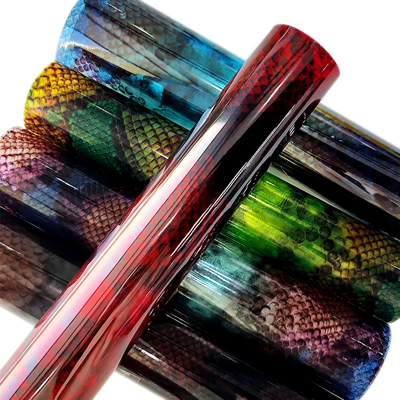 

Faux Leather Transparent Colored Serpentine PVC Fabric Supplies for Earrings Bench Handbags Party Decor DIY Crafts 30x135cm