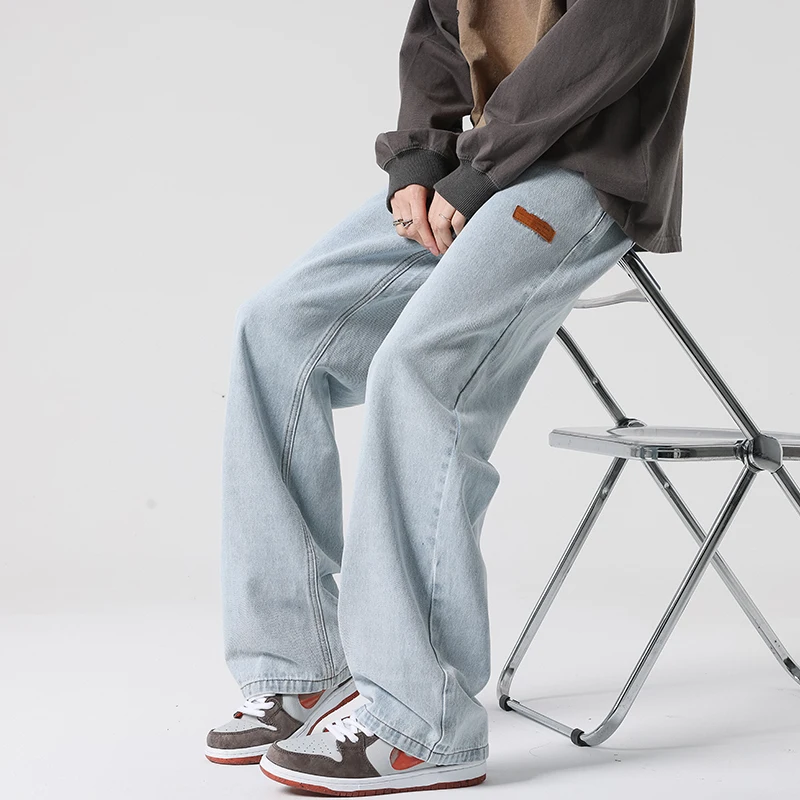 Прямые свободные джинсы в стиле ретро мужские джинсовые брюки нейтральная