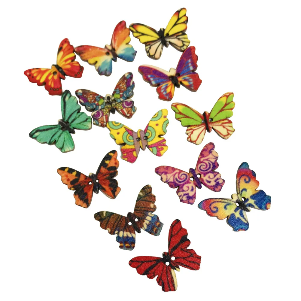 

50 Pcs 2 Holes Buttons Upholstery Buttons Painting Wooden Buttons Vintage Scrapbook Crafts Vintage Craft Button