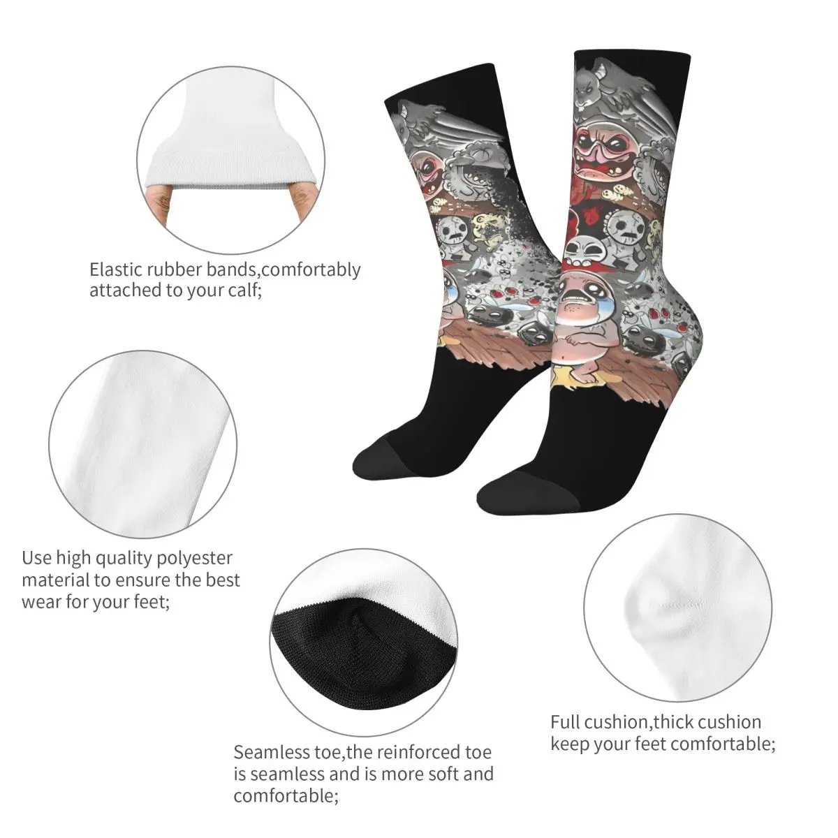 Чулки The Binding Of Isaac забавные носки с рисунком видеоигр весенние антибактериальные