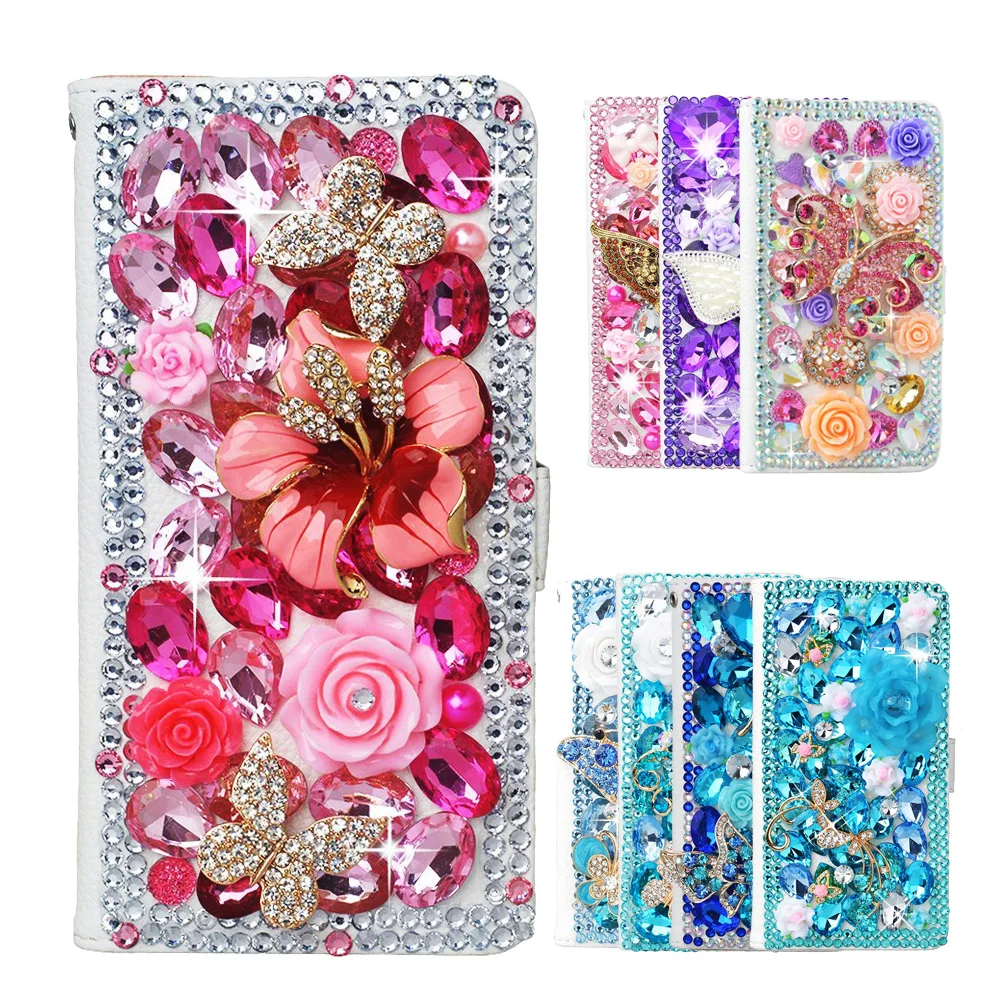 Блестящий кожаный чехол-кошелек для телефона STENES с кристаллами iPhone-красивая