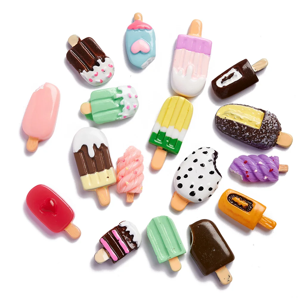 50PCS Candy Ice Cream Resin Nail Charms 3D Flatback Multi Shapes Summer Sugar Sweet Icecream Slime Charms for DIY Nail Parts images - 6