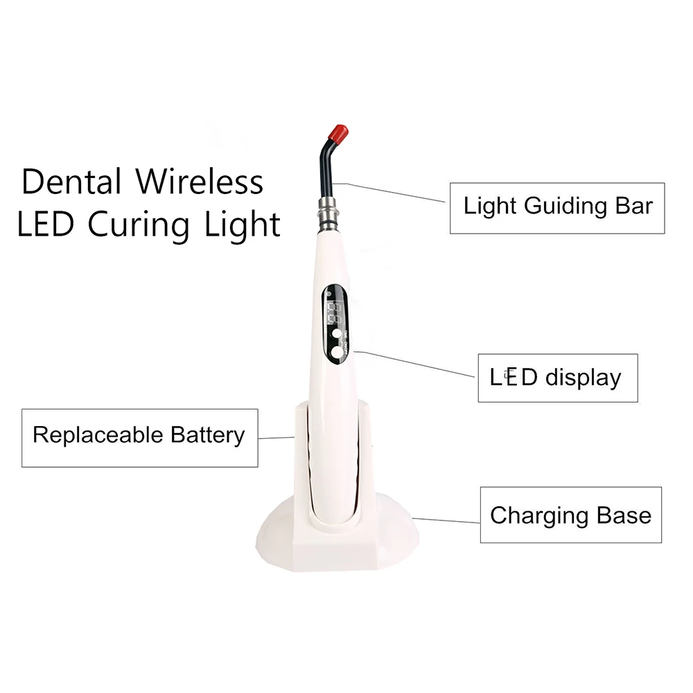 New Dental Cordless LED Curing Light 1200-1400mw/cm2 Tooth Filling Material Cure Dental Equipment