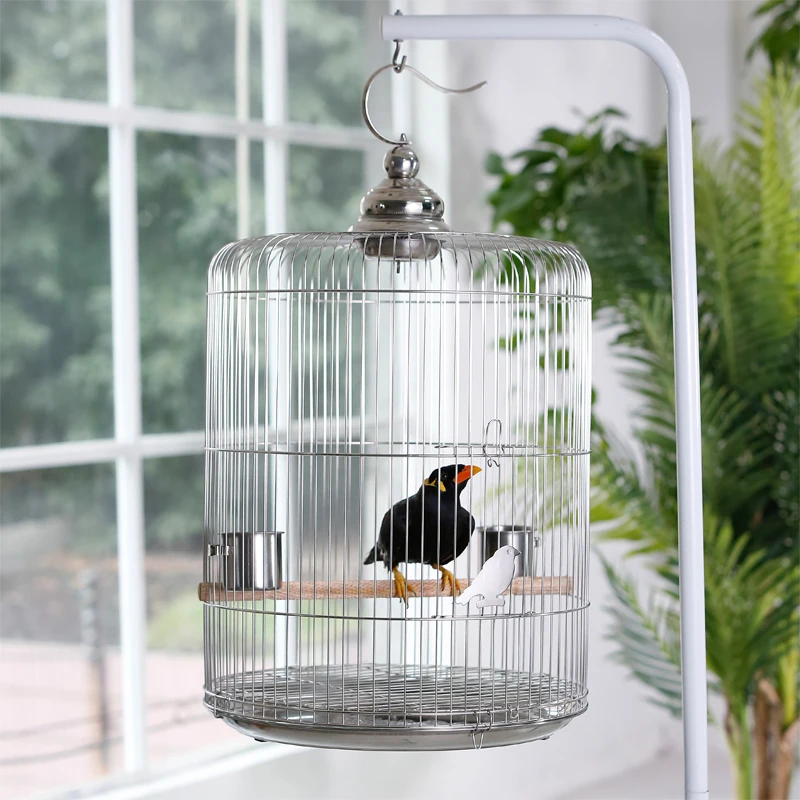 

Bird Cage Stainless Steel Round Size Myna Mynah Thrush Tiger Skin Peony Luxury Boutique Parrot Bird Cage