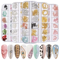 12grids long box chain nail jewelry ins small chain 12 boxed goldsilver diy decorative nail stickers metal chain nail art tools