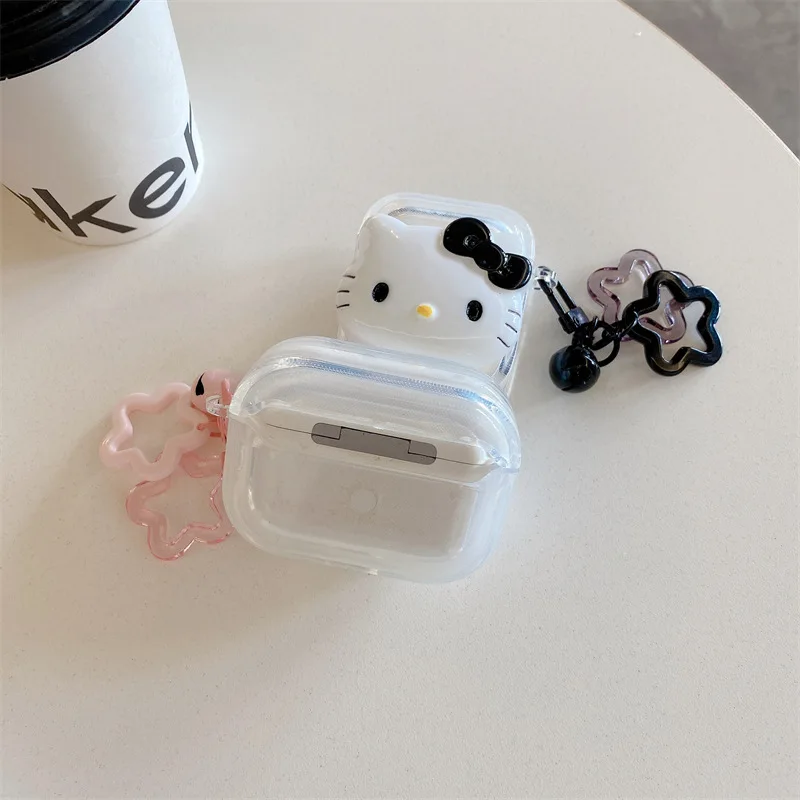 Прозрачный чехол для наушников Hello Kitty Airpod с рисунком искусственной звезды из