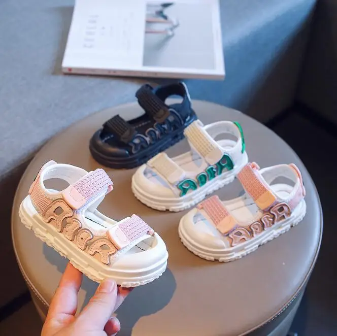 

2022 Summer Children's Sandals for Boys and Girls Leather Beach Shoes Fashion Cross Sandals Soft Non-slip Toddler Sport Shoes