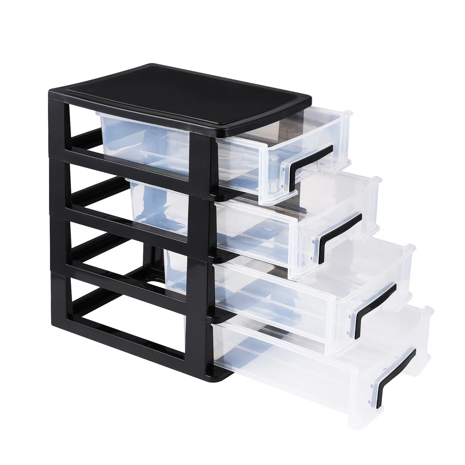 

Desktop Drawer Organizer 4-tier Makeup Stationery Storage Organizer Clear Drawer Type Case for Dorm Office School
