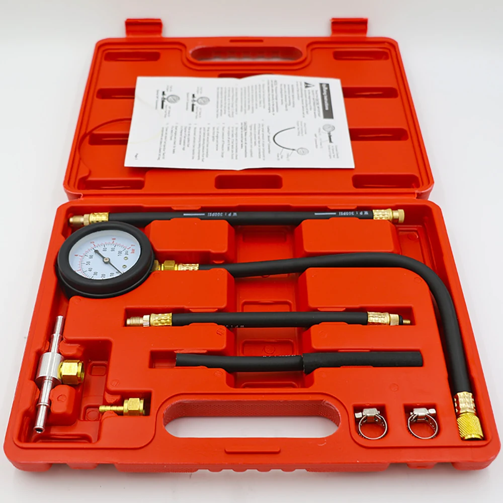 

0-100 PSI Fuel Injection Pump Injector Tester Pressure Gauge Test Gasoline Car Petrol Gas Engine Cylinder Compression Kit TU-113