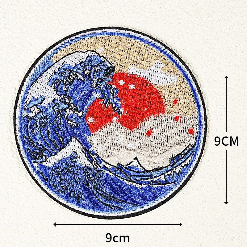 Японские волнистые и восходящие с утюгом нашивки океанская тема вышитая одежда