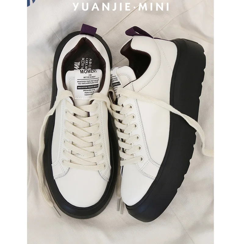 

2022 Spring Woman Shoes Fashion New Woman PU Leather Shoes Ladies Comfort Flats Casual Shoes White Black Sneakers J221