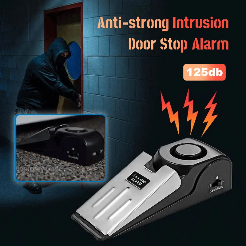 

125 dB Anti-theft Burglar Stop System Security Home Wedge Shaped Door Stop Stopper Alarm Block Blocking System