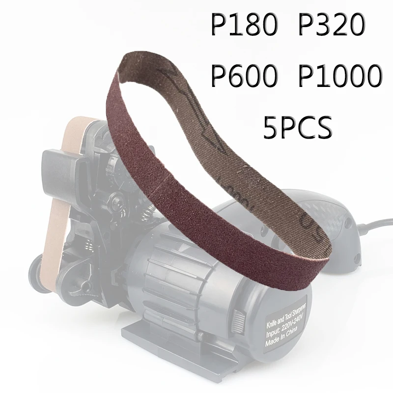 5pcs Belt Kit 320~1000 Abrasive Sanding Belt for Sharpening Polish Strip Replacement Electric Knife Sharpener Accessories Set