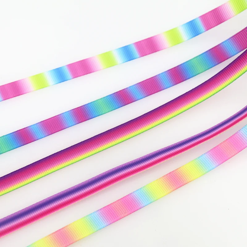 

DHK 3/8inch 50yards Gradient Colors Printed Grosgrain Ribbon Accessories Sewing Craft Headwear DIY Decoration DIY 9mm S2069