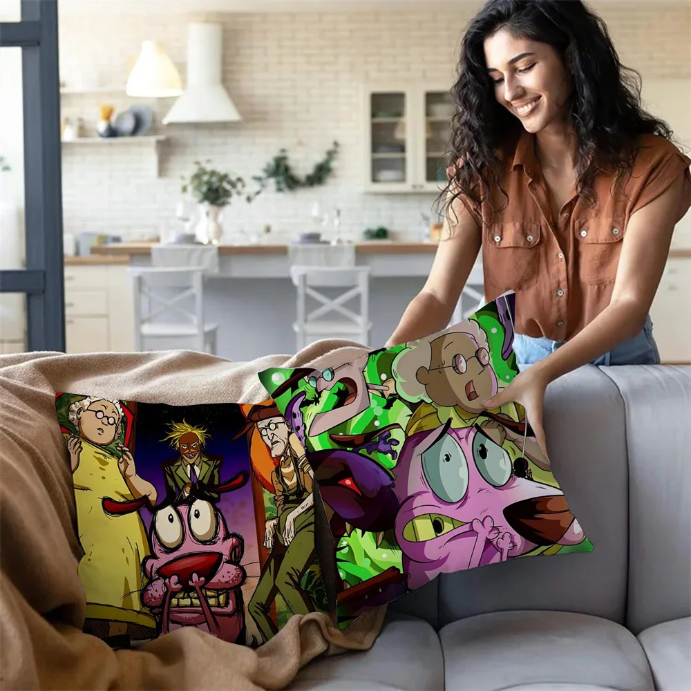 Cartoon C-COURAGE Pillow Covers Sofa Decorative Home Double-sided Printing Short Plush Cute Cushion Cover C-Cowardly Dog