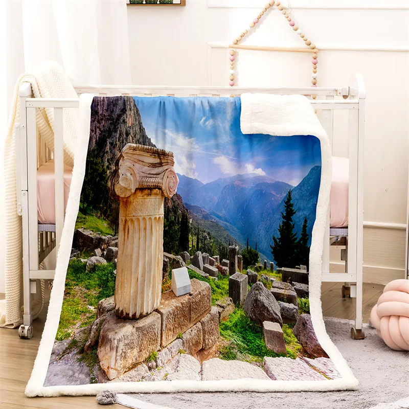 

Ancient Buildings Winter Home Blanket Thick Warm Winter Bed Blankets Office Nap Shawl Sofa Cover Fluffy Bedspread On The Bed