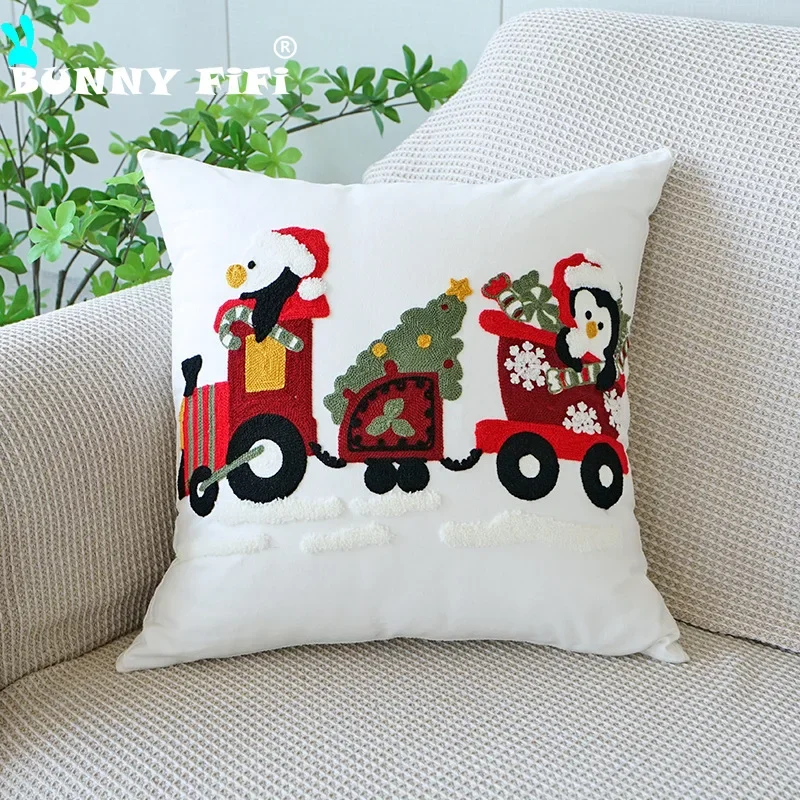 Новые Вышитые рождественские наволочки для подушек роскошные однотонные