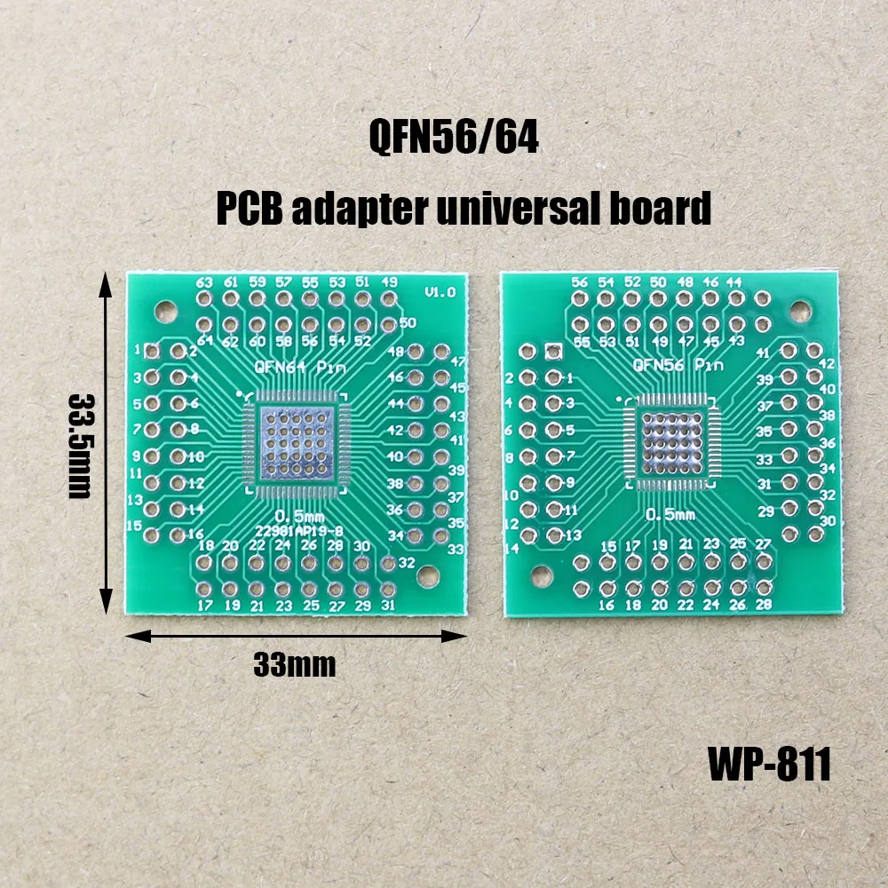 

1pcs QFN56 QFN64 Transfer Board Adapter PCB Pinboard SMD to DIP56 DIP64 DIP Pin IC Test Plate 0.5mm 2.54mm Pitch Converter Socke