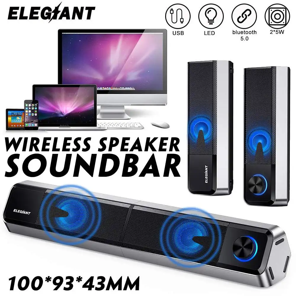 

ELEGIANT SR400 BT5.0 Wireless Computer Speaker RGB Light Computer Speakers 2.0 Dual Channel HiFi Stereo Sound Soundbar AUX USB